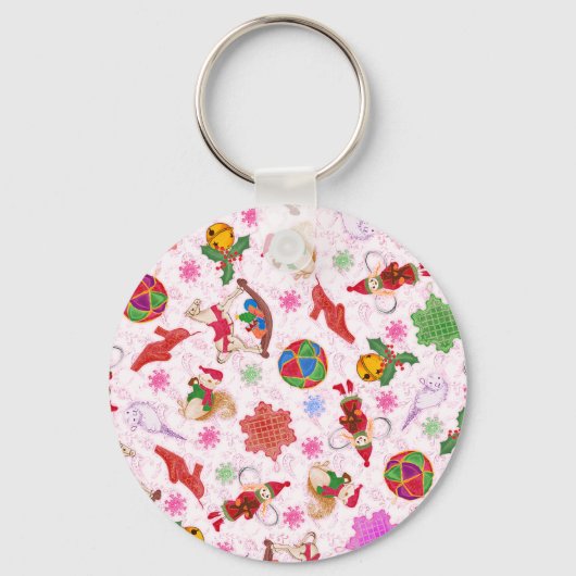 トレンディーシックカラフルホリデークリスマスオーナメント キーホルダー (正面)