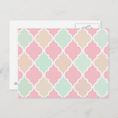 トレンディーシックガーリーピンクグリーンクローバーパターン ポストカード (正面/裏面)