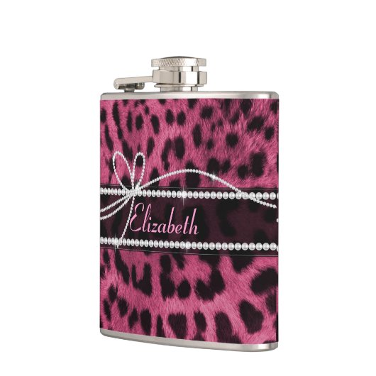 トレンディーシックガーリーホットピフェイクックヒョウ動物の毛皮 フラスク (左)