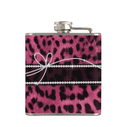 トレンディーシックガーリーホットピフェイクックヒョウ動物の毛皮 フラスク (裏面)