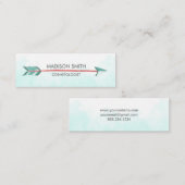 トレンディーシックティール（緑がかった色）ウォーターカラーアローヒップスター スキニー名刺 (正面/裏面)