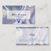 トレンディーシックパープルアゲート&金ゴールド大理石 名刺 (正面/裏面)