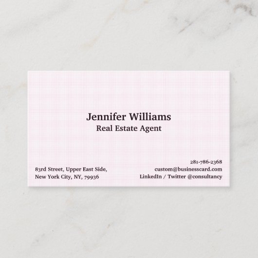 トレンディーシックピンクチェックパターンモダンプロフェッショナル 名刺 (正面)