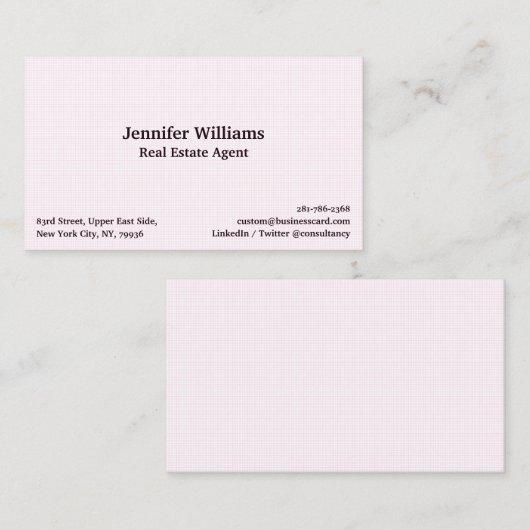 トレンディーシックピンクチェックパターンモダンプロフェッショナル 名刺 (正面/裏面)