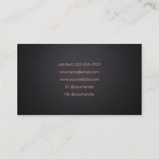 トレンディーシックブラックピンクメイクアップアーティストヘアサロン 名刺 (裏面)