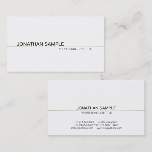 トレンディーシックプレーンモダンプロフェッショナルシンプルホワイト 名刺 (正面/裏面)