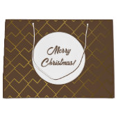 トレンディーシック幾何ゴールデンブラウン ラージペーパーバッグ (正面)