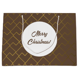 トレンディーシック幾何ゴールデンブラウン ラージペーパーバッグ