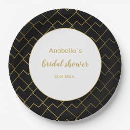 トレンディーシック幾何学黄金の赤面タイルパターン ペーパープレート