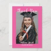 トレンディーシック熱ピンク写真卒業ありがとう サンキューカード (正面)