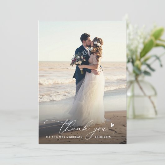 トレンディーシック結婚スクリプ感謝していト写真 サンキューカード (スタンド正面)