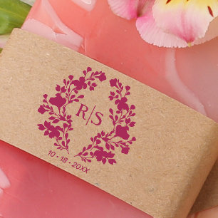 トレンディーシック結婚ズブランチイニシャルモノグラム ラバースタンプ