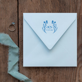 トレンディーシック結婚ズワイルドフラワーズイニシャルモノグラム ラバースタンプ