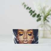 トレンディーシック金ゴールドグリッターまつ毛メイクアップサロン 名刺 (スタンド正面)