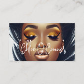 トレンディーシック金ゴールドグリッターまつ毛メイクアップサロン 名刺 (正面)