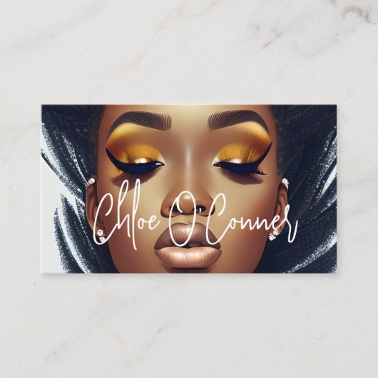 トレンディーシック金ゴールドグリッターまつ毛メイクアップサロン 名刺 (正面)