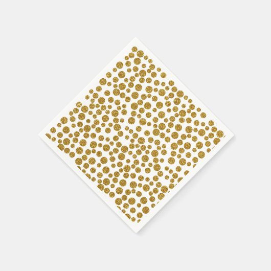 トレンディーシック金ゴールド水玉模様グリッターフォトプリント スタンダードカクテルナプキン (角)