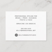 トレンディーシック・ピンク・スクリプト・パウダーメイクアップアーティスト 名刺 (裏面)