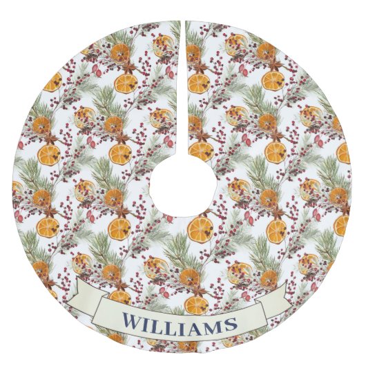 トレンディーシトラスオレンジ素朴PIneグリーンリー ブラッシュドポリエステルツリースカート (正面)