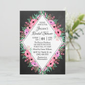 トレンディーシャルボードウォーターカラーフラワーズブライダルシャワー 招待状 (スタンド正面)