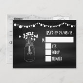 トレンディーシャルボードメイソンジャールウェディングRSVP インビテーションポストカード (正面/裏面)