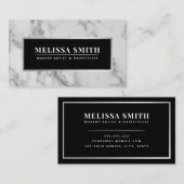 トレンディーシルバーと大理石メイクアップアーティストヘアサロン 名刺 (正面/裏面)