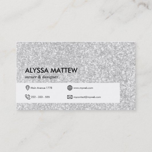 トレンディーシルバーカスタムグリッターガーリーグラムカスタム 名刺 (裏面)