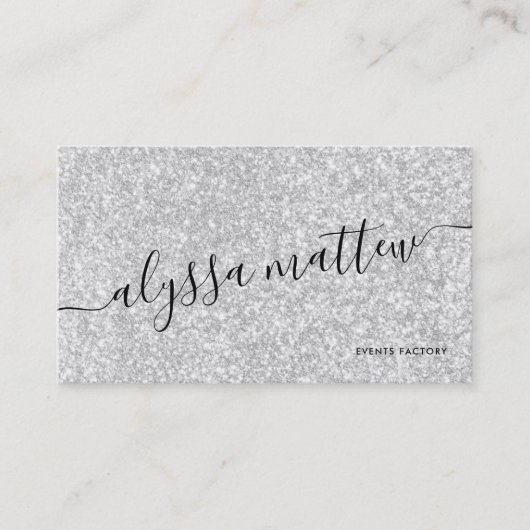 トレンディーシルバーカスタムグリッターガーリーグラムカスタム 名刺 (正面)