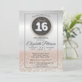 トレンディーシルバーグリッターグラデーション《写真》ぼけ味、スウィート16パーティー 招待状 (スタンド正面)