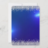 トレンディーシルバーグリッターダイヤモンドバルーンネイビーブルー 招待状 (裏面)