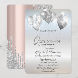 トレンディーシルバーグリッタードリップバルーン 招待状