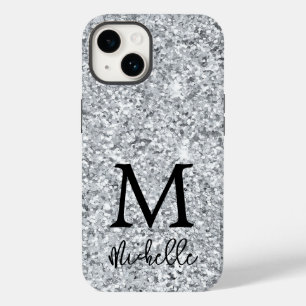 トレンディーシルバーグリッターモノグラムイニシャル名 Case-Mate iPhone 14ケース