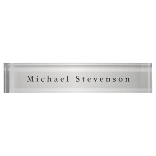 トレンディーシルバーグレイモダンプロフェッショナル デスクネームプレート (正面)