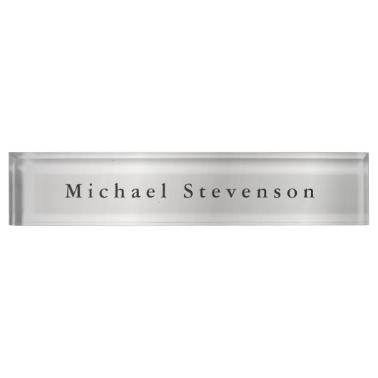 トレンディーシルバーグレモダンーユニーク デスクネームプレート (正面)