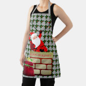 トレンディーシルバーサンタクロースハッピーホリデイズ エプロン (インサイチュ)