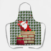 トレンディーシルバーサンタクロースハッピーホリデイズ エプロン (正面)