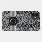 トレンディーシルバーヒョウ柄とモノグラム Case-Mate iPhoneケース (裏面(横))