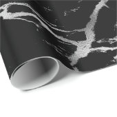 トレンディーシルバーブラック大理石光沢 ラッピングペーパー (ロールコーナー)