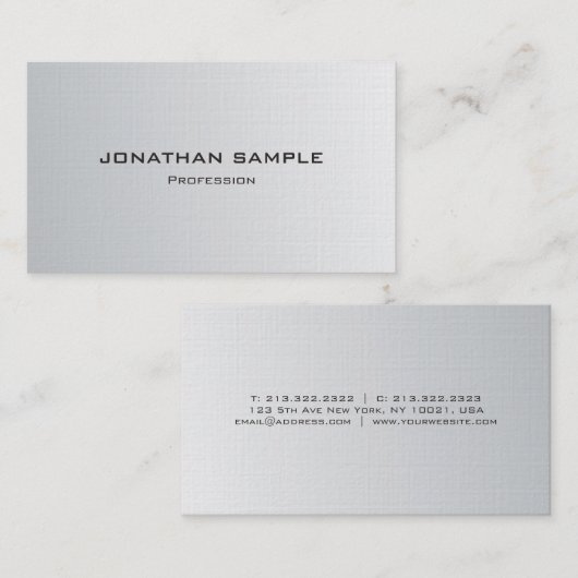 トレンディーシルバールックミニマルシックプレーンラグジュアリー 名刺 (正面/裏面)