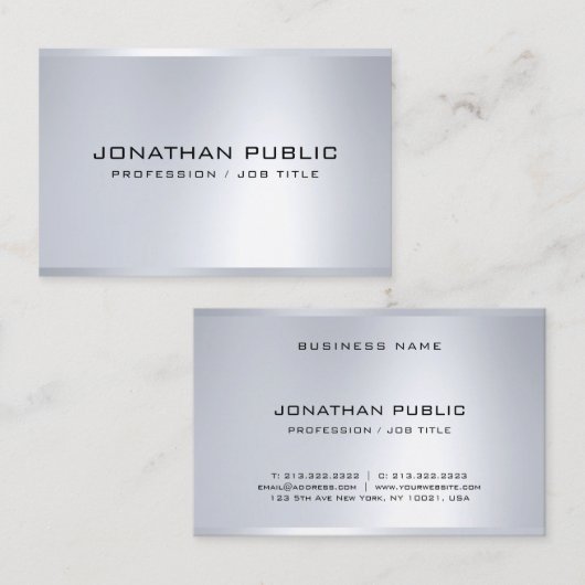 トレンディーシルバールックモダンプロフェッショナルテンプレート 名刺 (正面/裏面)