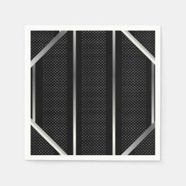 トレンディーシルバー幾何学模様ブラックアースタイリッシュト スタンダードカクテルナプキン