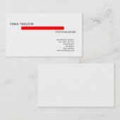 トレンディーシンプルカワイイ平赤白ビジネスカード 名刺 (正面/裏面)