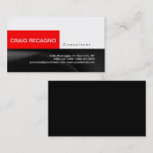 トレンディーシンプルキュート白黒レッドビジネスカード 名刺 (正面/裏面)