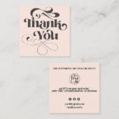 トレンディーシンプルクールレトロスクリプトの感謝してい順序 スクエア名刺 (正面/裏面)