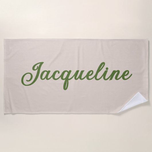 トレンディーシンプルグリーン+ベージュウェディングパーティー ビーチタオル (正面)