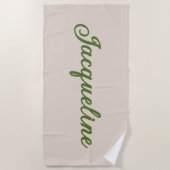 トレンディーシンプルグリーン+ベージュウェディングパーティー ビーチタオル (正面)