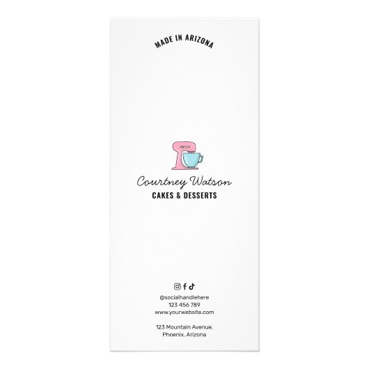 トレンディーシンプルケーキデザートベーカリーメニュー価格表 ラックカード (裏面)