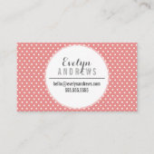 トレンディーシンプルスポットミニ水玉模様かわいいコーラルホワイト 名刺 (正面)