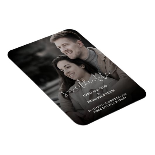 トレンディーシンプルタイポグラフィ写真結婚カップル マグネット (右側)