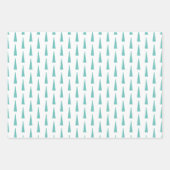 トレンディーシンプルティール(緑がかった色)クリスマスツリーズ ラッピングペーパーシート (正面3)